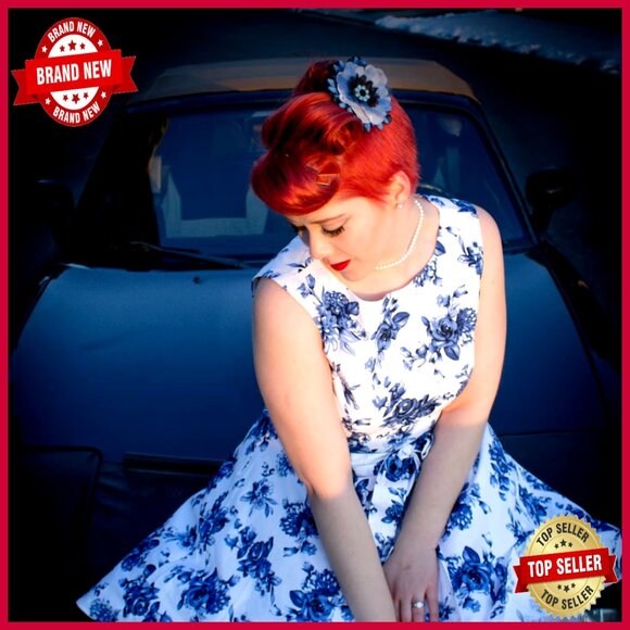 Vintage 1950s Cocktail Dress Boatneck Sleeveless Swing Elegant Formal - Picture 7 of 7